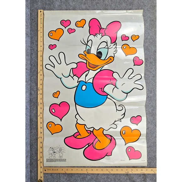 Disney Other - Disney Daisy Duck Wall Decal Kids 33x21 Pink Vintage Jumbo Stick-Ups Heart Decor